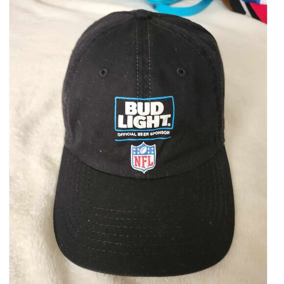 Bud Light Hat Official Beer Sponsor NFL Baseball‎ Cap Snapback Black - Picture 1 of 6